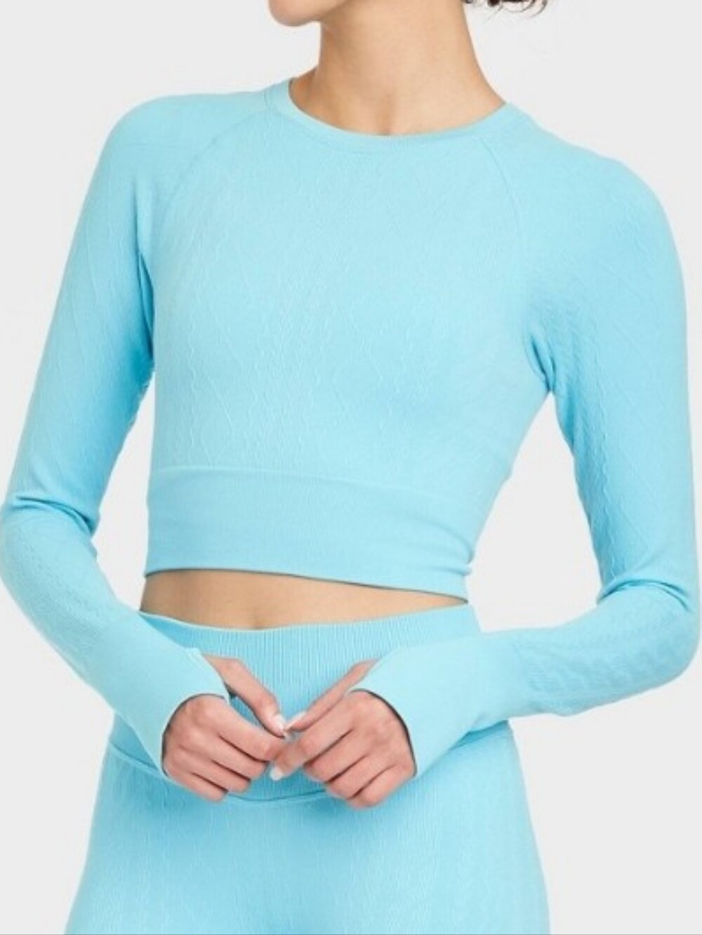 Nwy Joylab Robins Egg/ Tiffany Blue Longsleeve Cropped Top